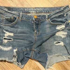 Aeropostale Distressed Blue Jean Shorts
